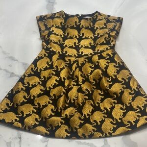 Crewcuts Black and Gold Jacquard Elephant Dress - Size 2